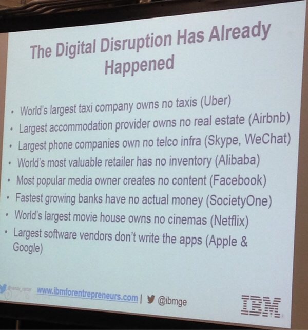  Disruption has already happend IBM: 